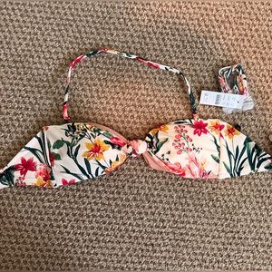 J Crew floral bandeau swim top